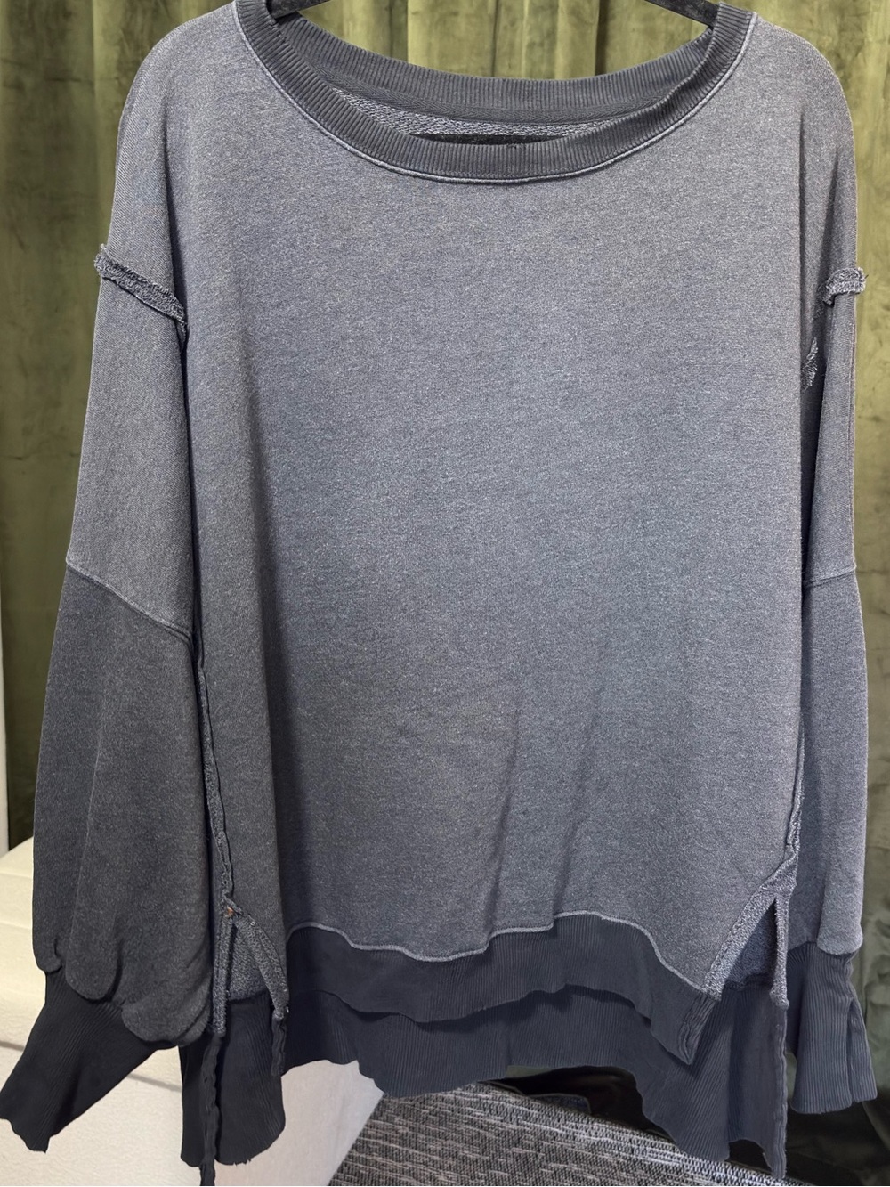 Free People We The Free Camden Pullover Oversized Charcoal Grey Sweatshirt L - Picture 2 of 8